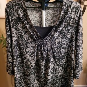 Reitmans Black and Grey Patterned Top